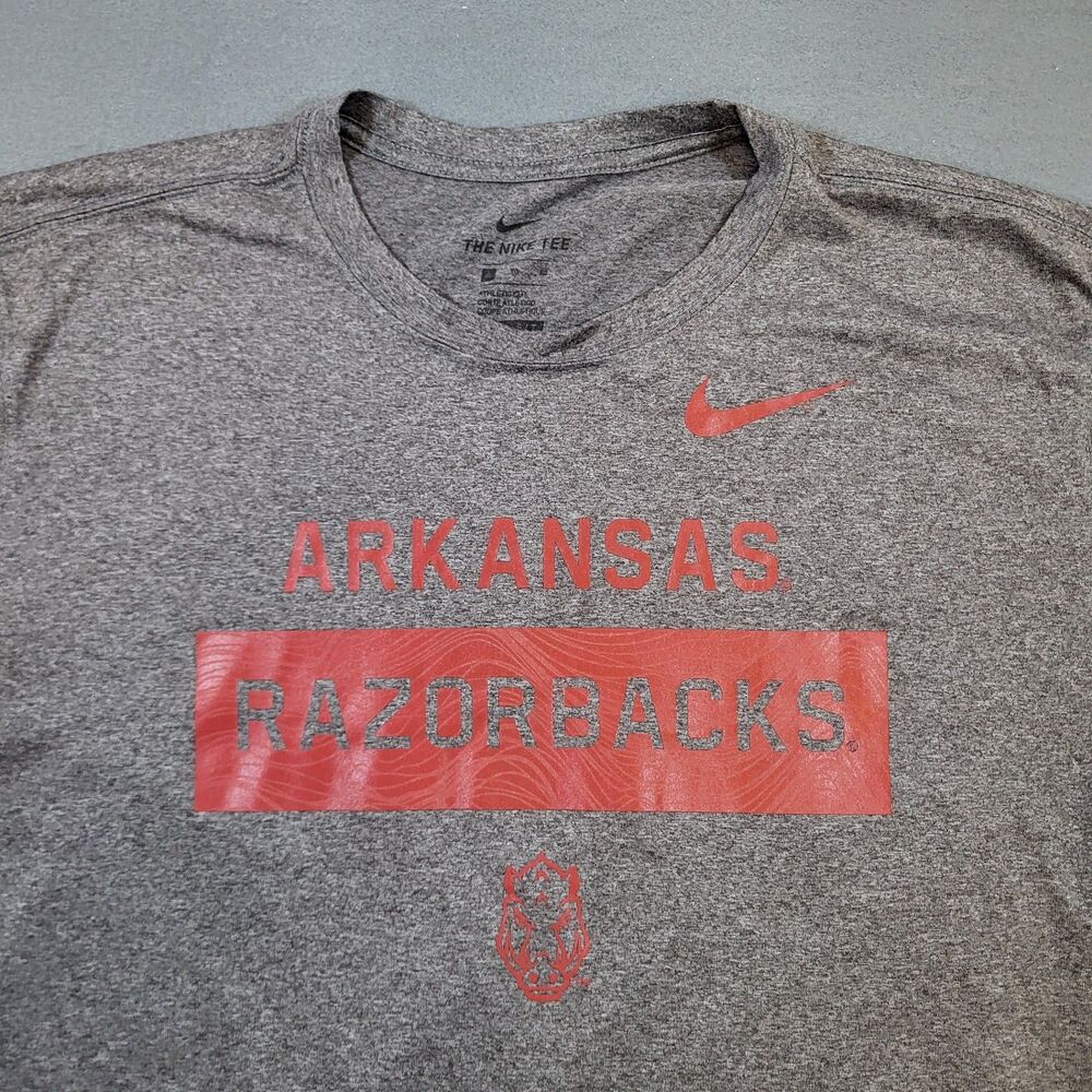 Nike Arkansas Razorbacks Shirt Mens XL Gray Dri-Fit Training NCAA Hogs Football